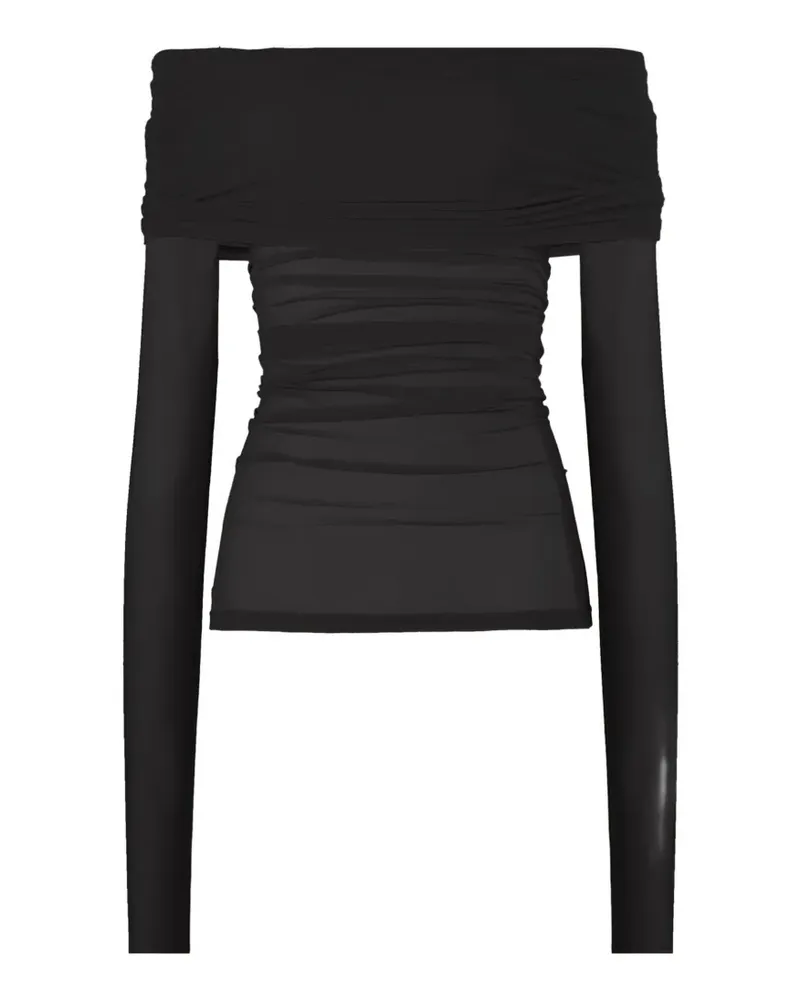 Wolford Semi-transparentes Oberteil mit Drapierung - Schwarz Schwarz