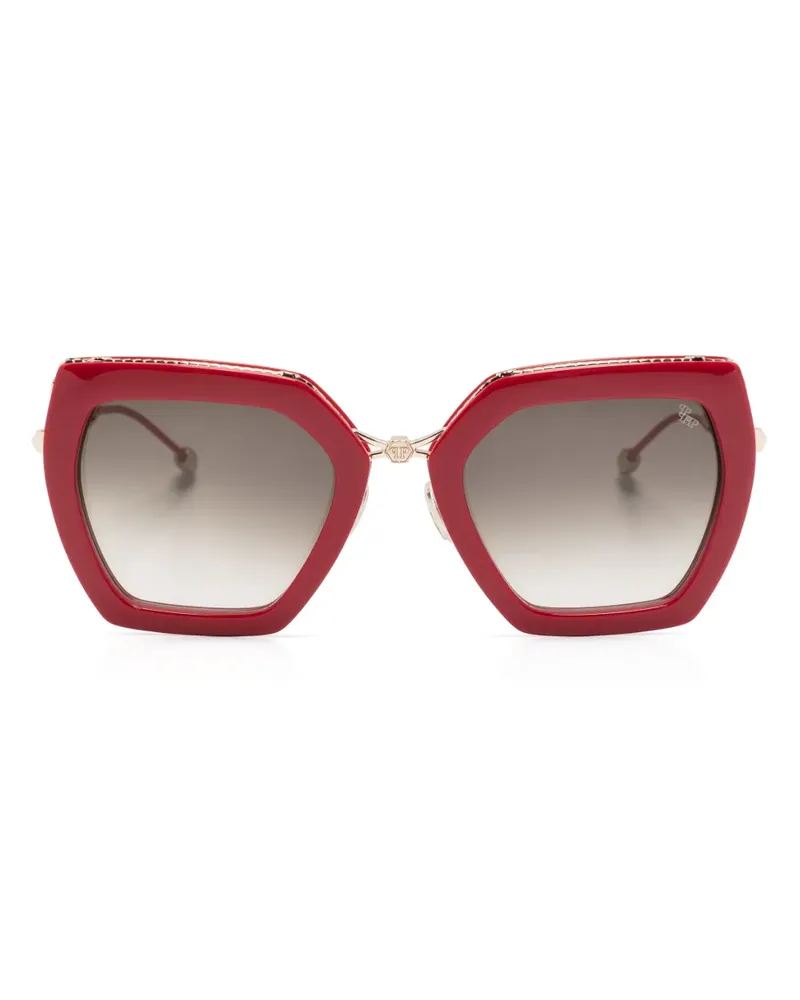 Philipp Plein Sonnenbrille mit geometrischem Gestell - Rot Rot