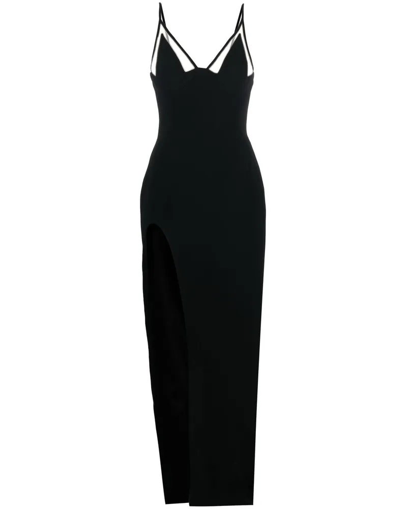 David Koma Abendkleid mit V-Ausschnitt Schwarz