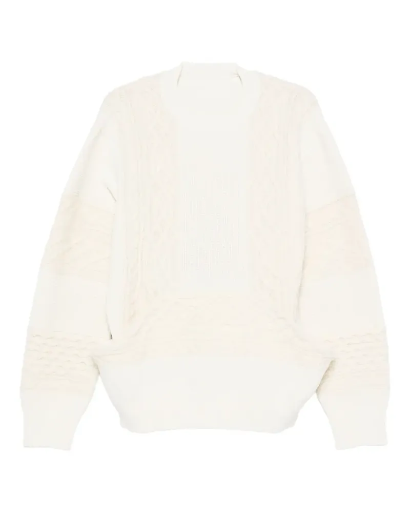 Sacai Pullover mit Zopfmuster - Weiß Weiß