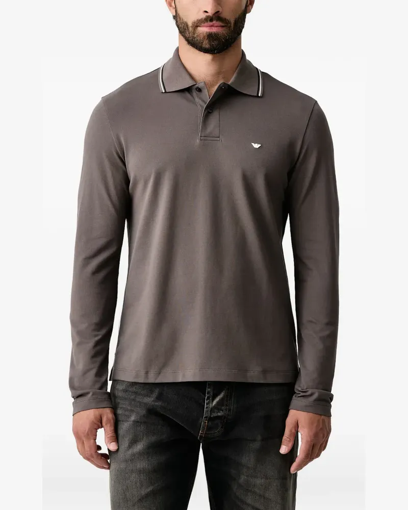 Emporio Armani Langärmeliges Poloshirt - Grau Grau