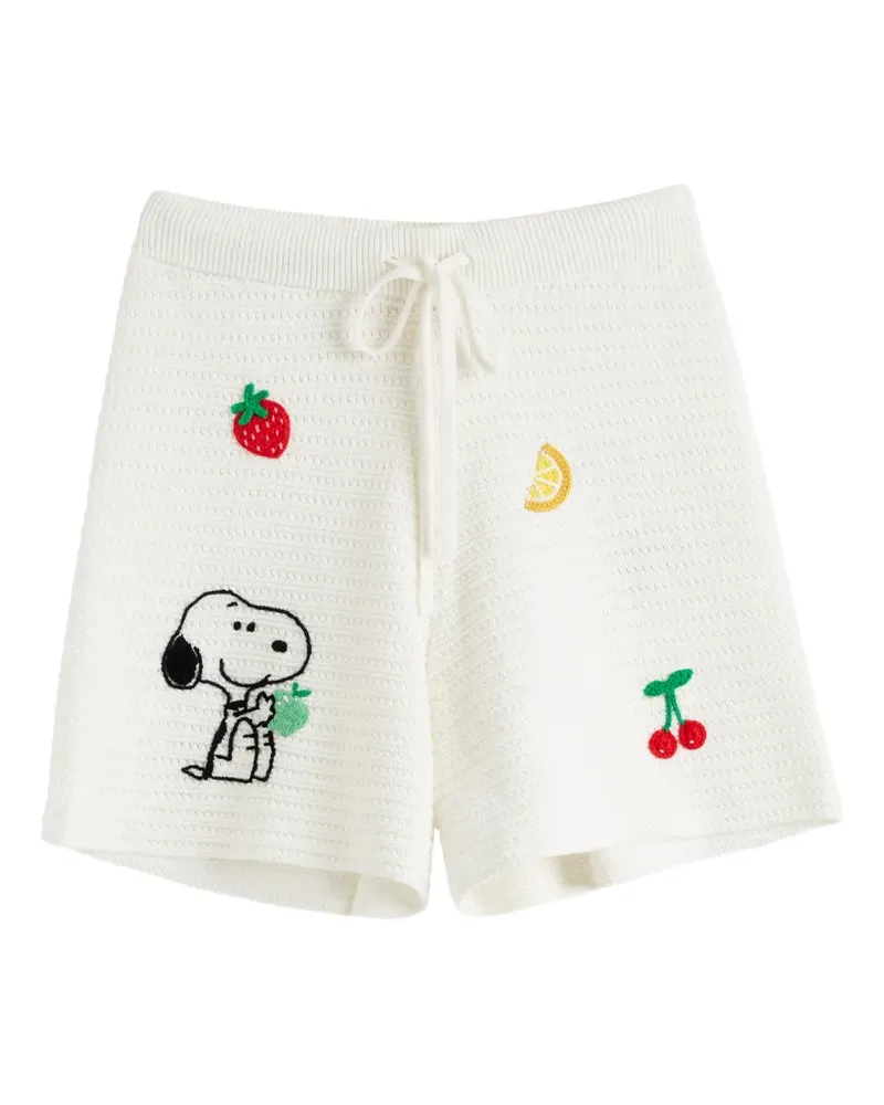 Chinti & Parker Gehäkelte Snoopy Shorts - Weiß Weiß
