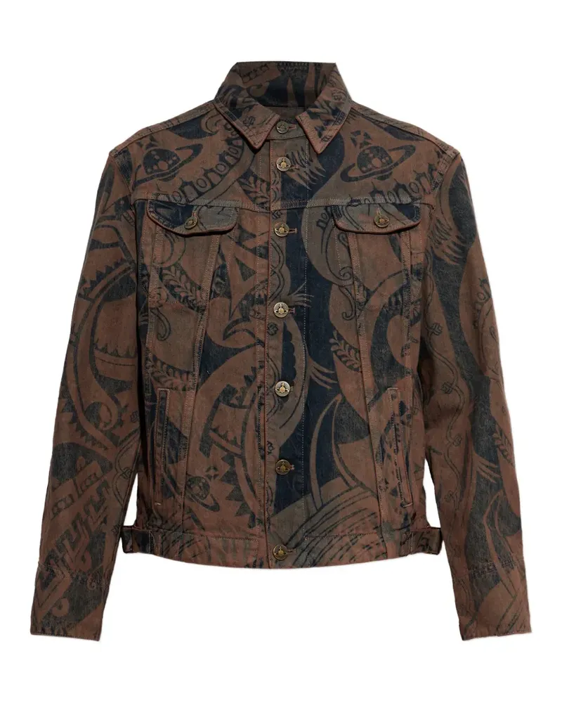 Vivienne Westwood Stormrider graphic-print denim jacket - Braun Braun