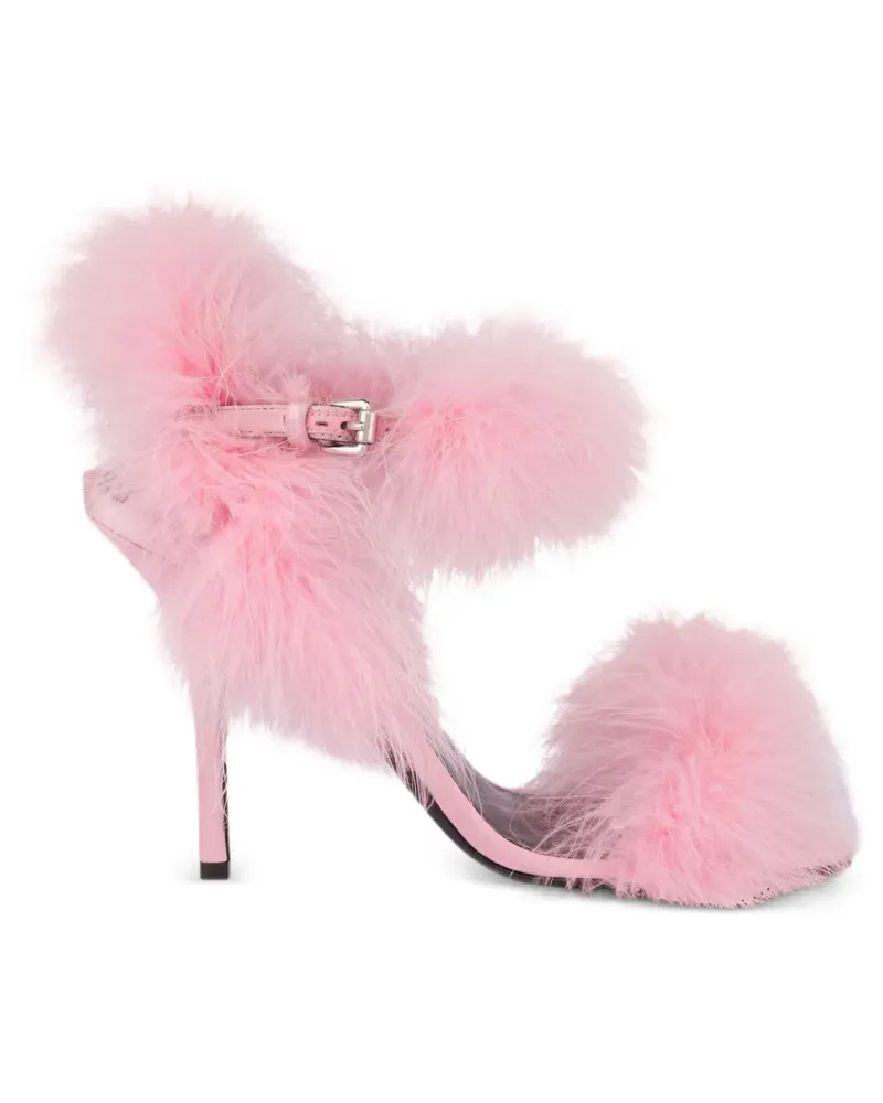 Moschino Sandalen mit Federn 100mm - Rosa Rosa