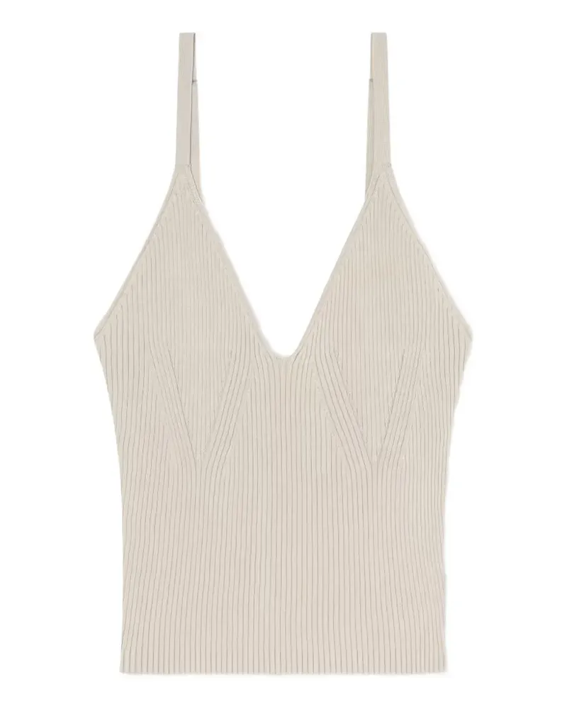 Armani Exchange Geripptes Strickoberteil mit V-Ausschnitt - Nude Nude