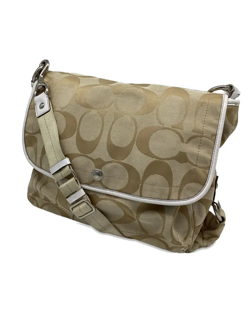 Coach flap canvas messenger bag - Nude Nude