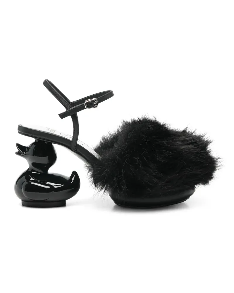 MIHARAYASUHIRO Pumps mit Entenabsatz und Pelzbesatz - Schwarz Schwarz
