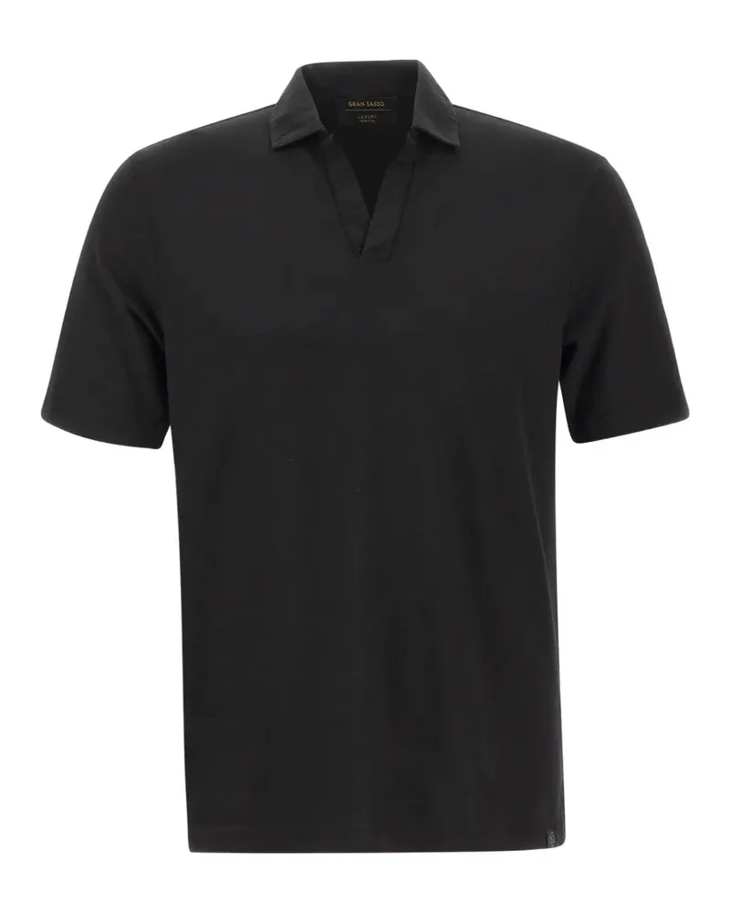 Gran Sasso open-collar short-sleeve T-shirt - Schwarz Schwarz