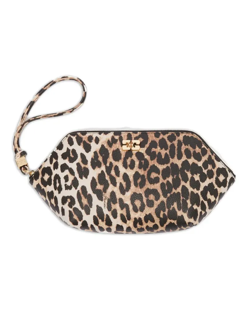Ganni Kosmetiktasche mit Leoparden-Print - Braun Braun