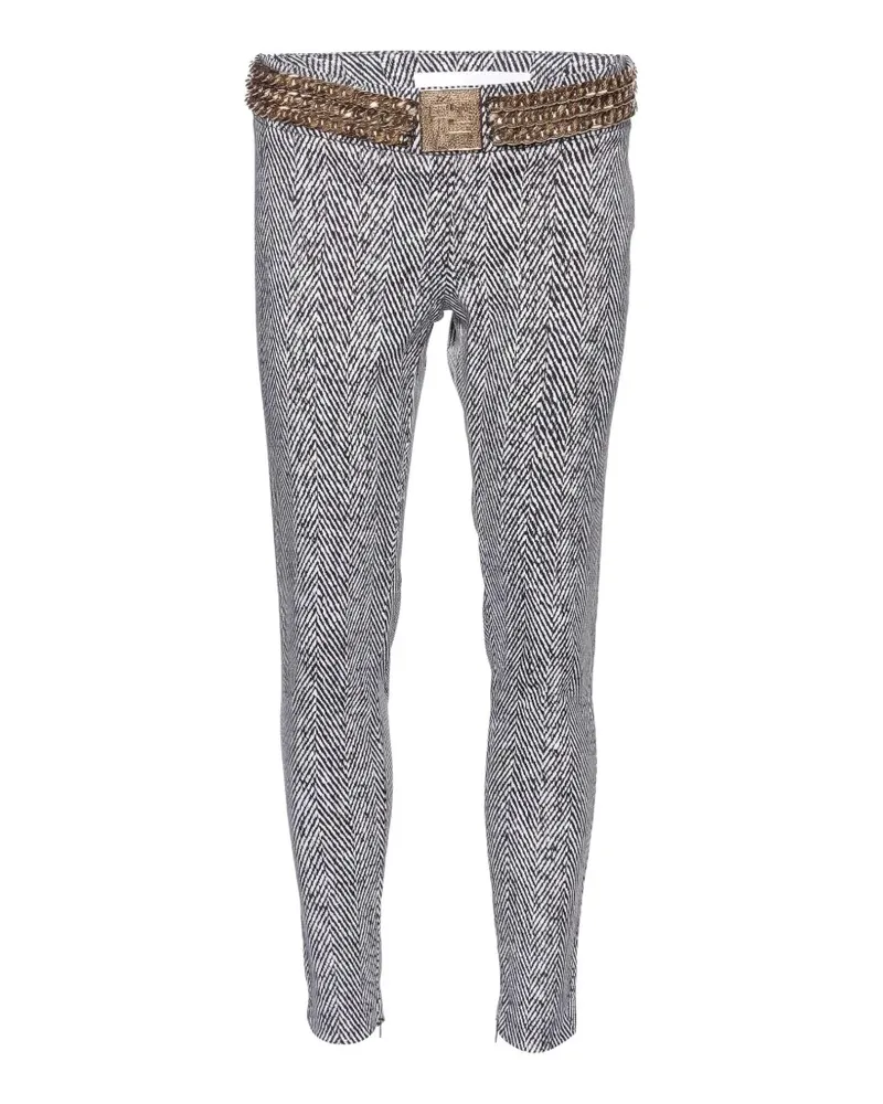 Elisabetta Franchi Gold Monochrome Chevron Jeggings M - Schwarz Schwarz