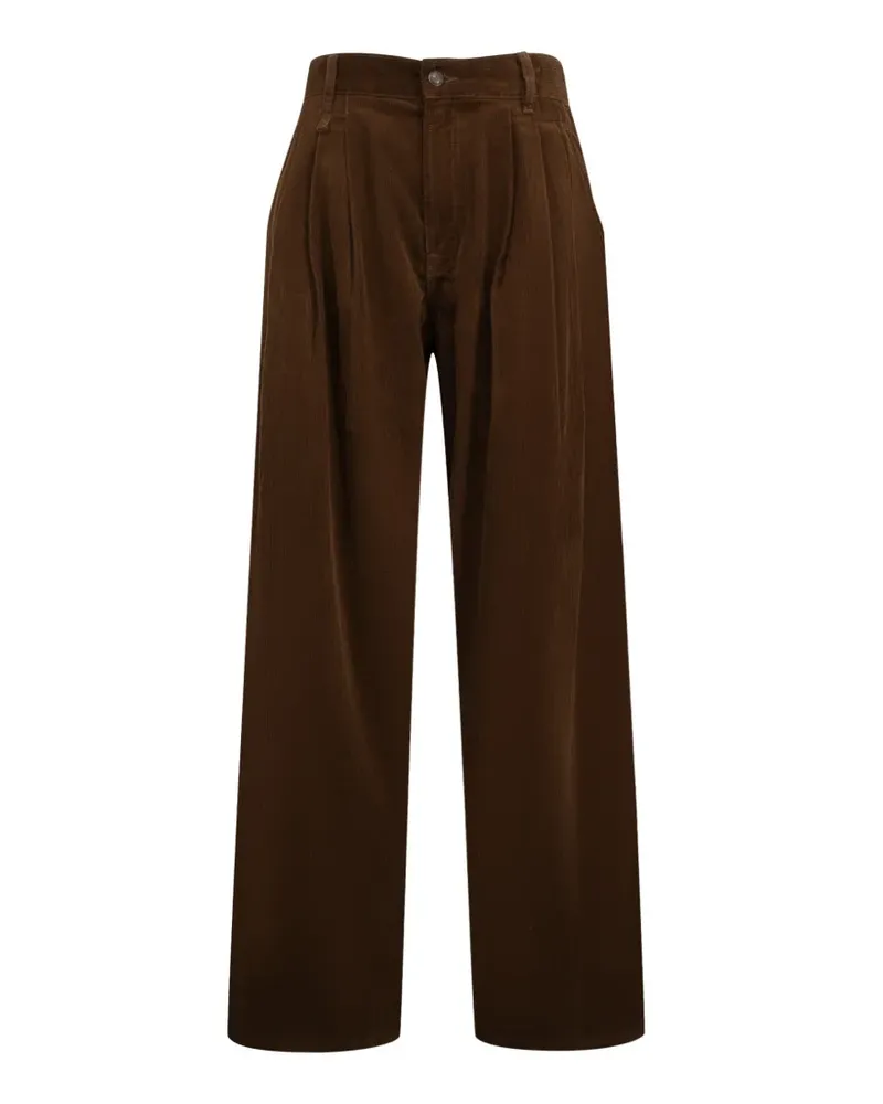 R13 Cordhose mit drei Falten - Braun Braun
