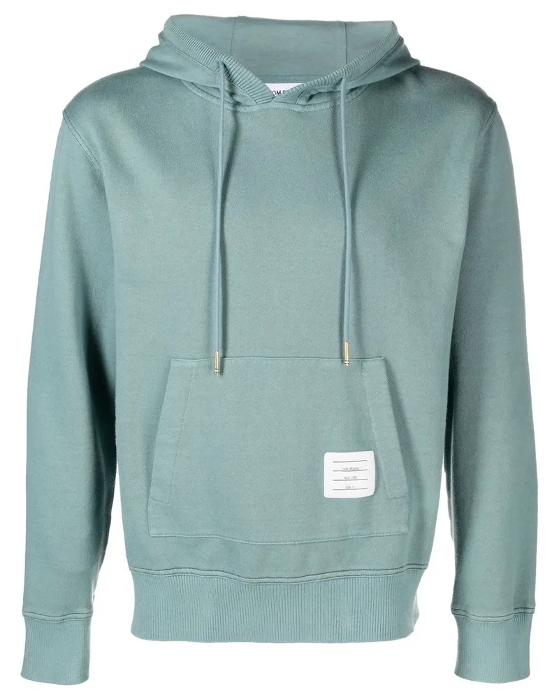 Thom Browne Hoodie mit Logo-Patch Blau