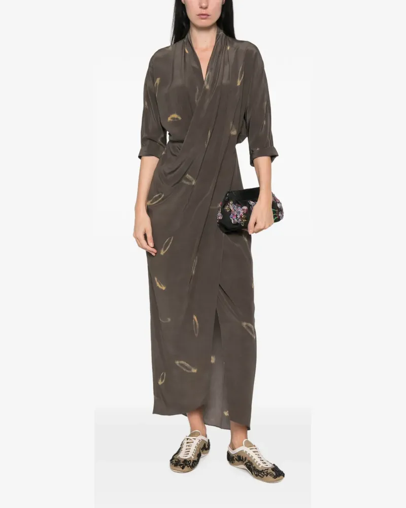 Cortana Drapiertes Thea Soma Midikleid mit Print - Grau Grau