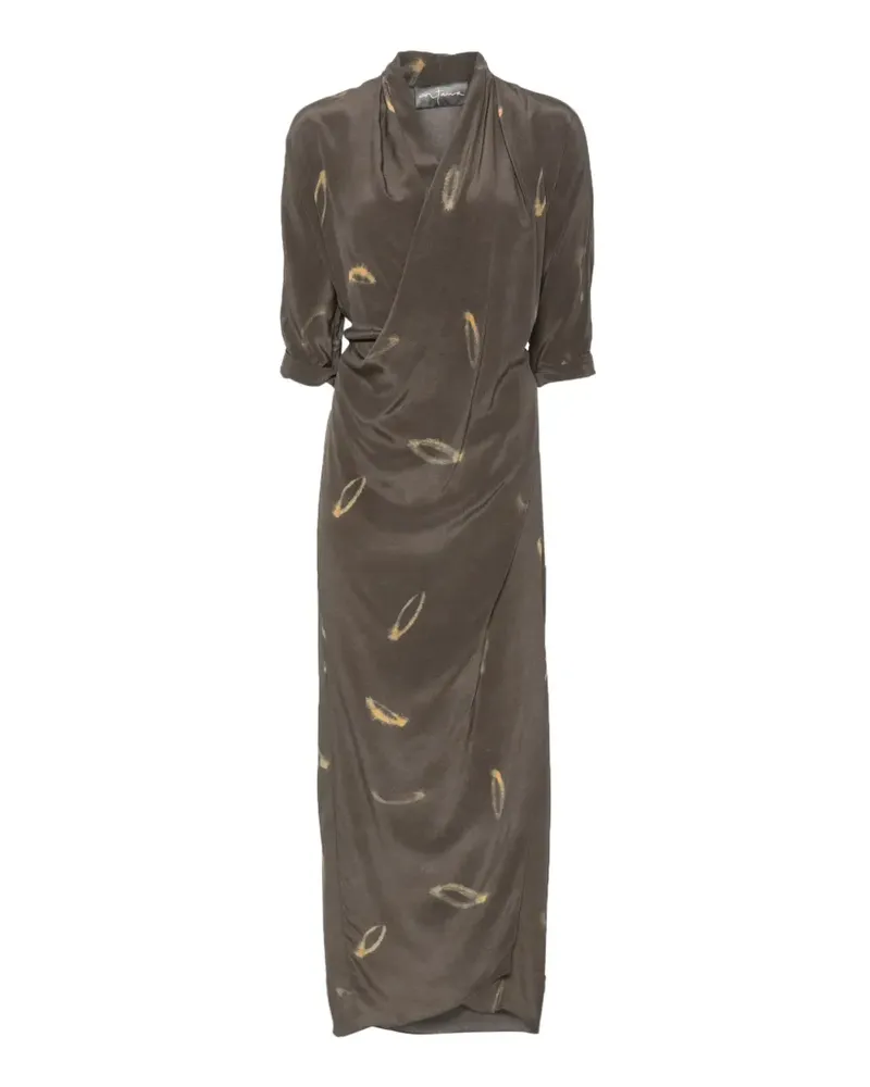 Cortana Drapiertes Thea Soma Midikleid mit Print - Grau Grau
