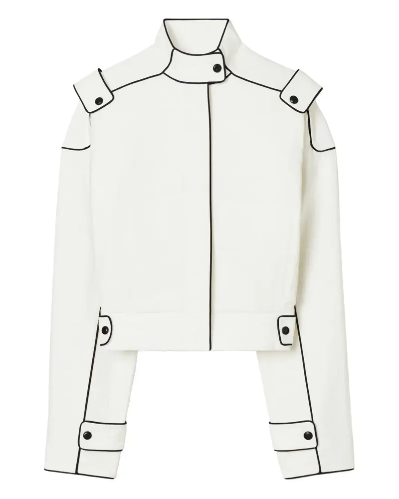 Tory Burch Cropped-Jeansjacke mit Kontrastnähten - Weiß Weiß