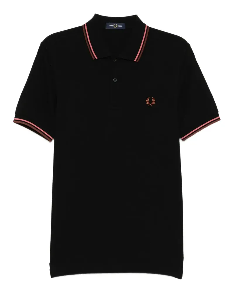 Fred Perry Poloshirt mit Logo-Stickerei - Schwarz Schwarz