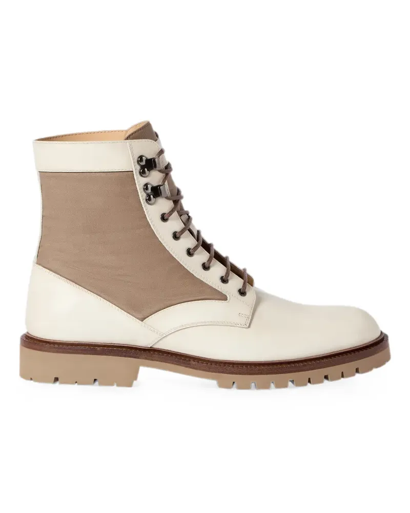 Brunello Cucinelli Stiefel aus poliertem Kalbsleder und Tech-Baumwolle - Nude Nude