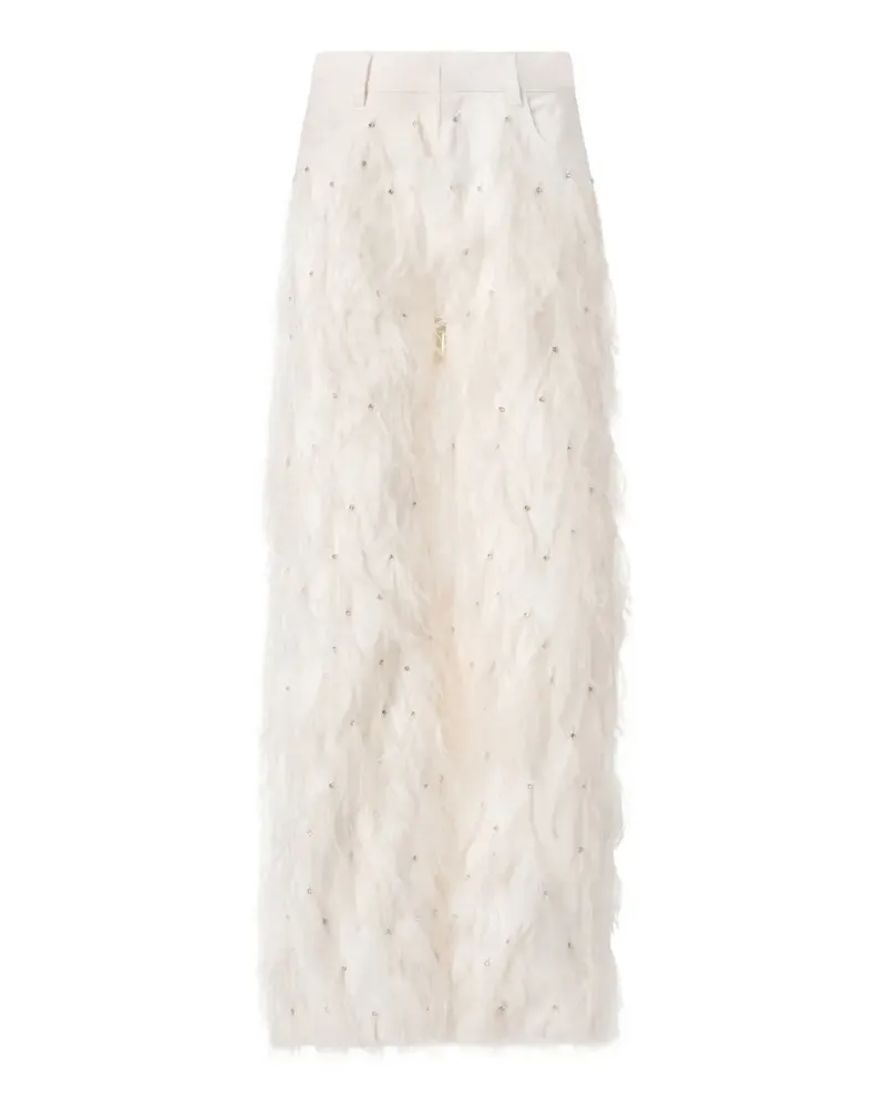 Pinko Kristallverzierte Hose mit Federbesatz - Nude Nude