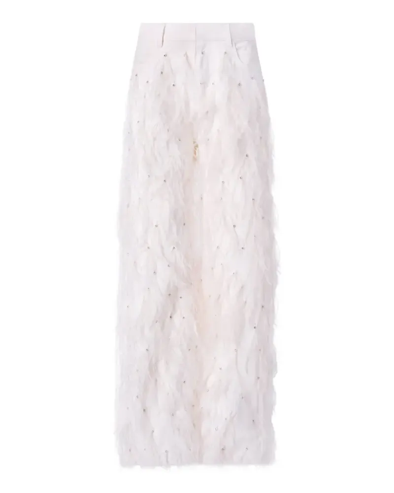Pinko Kristallverzierte Hose mit Federbesatz - Nude Nude