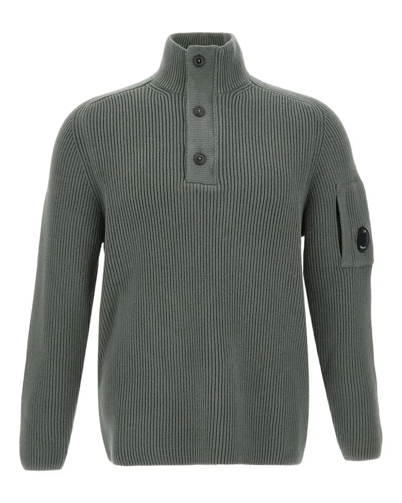 C.P. Company Gerippter Pullover mit Linsen-Detail - Grün Grün