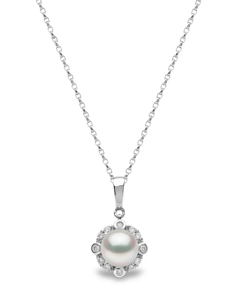 YOKO London Halskette mit Süßwasserperlen und Diamanten - Silber Silber