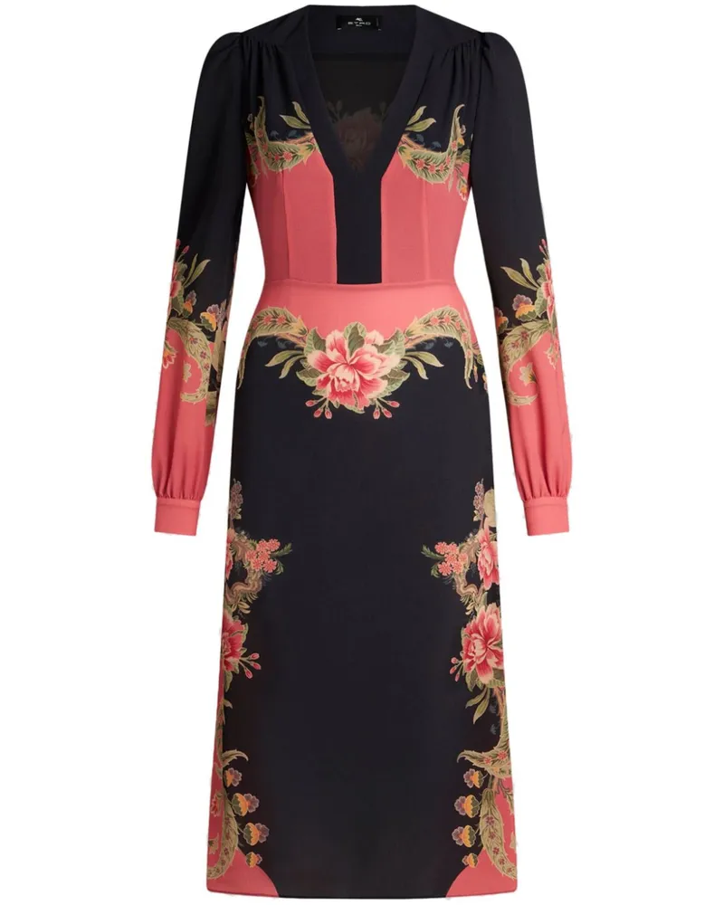 Etro Midikleid mit Blumen-Print - Blau Blau