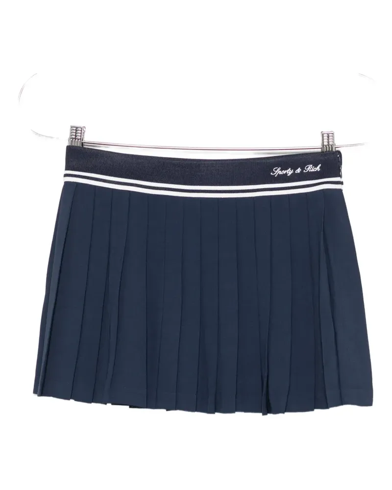 SPORTY & RICH Abigail logo-embroidered pleated skirt - Blau Blau