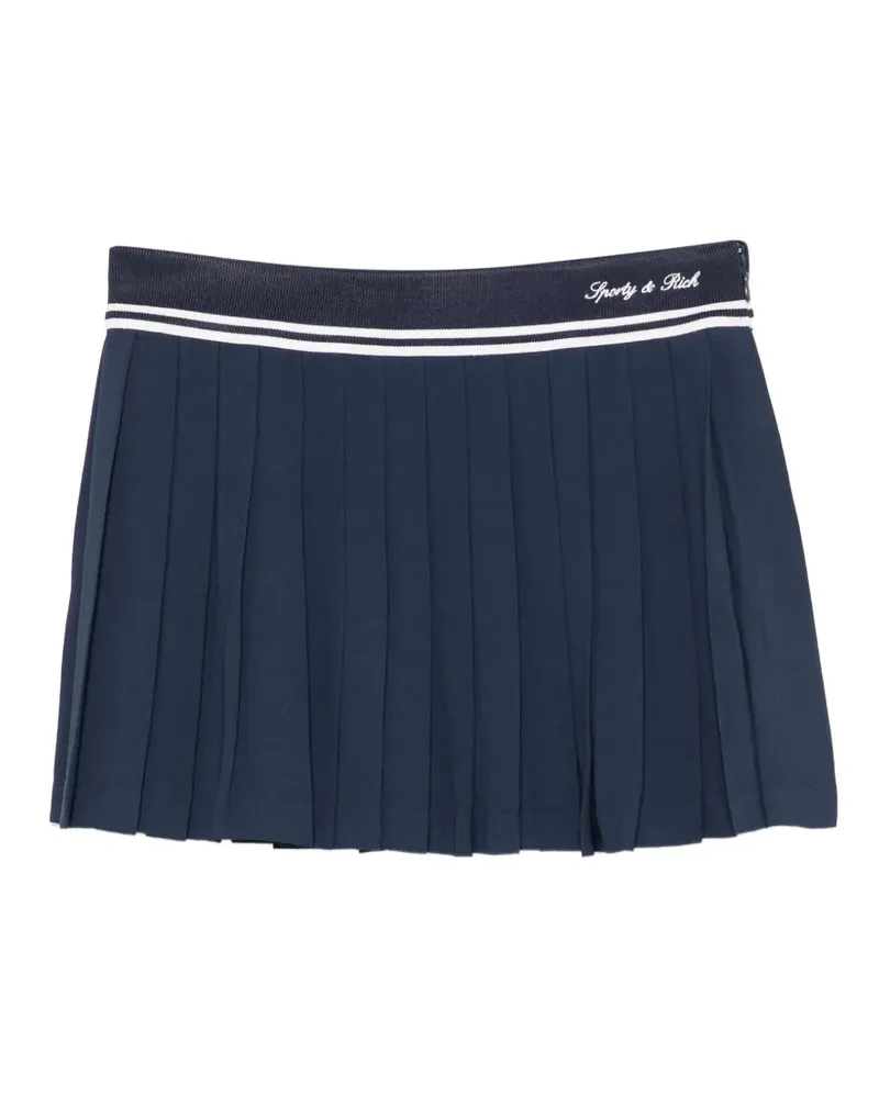 SPORTY & RICH Abigail logo-embroidered pleated skirt - Blau Blau