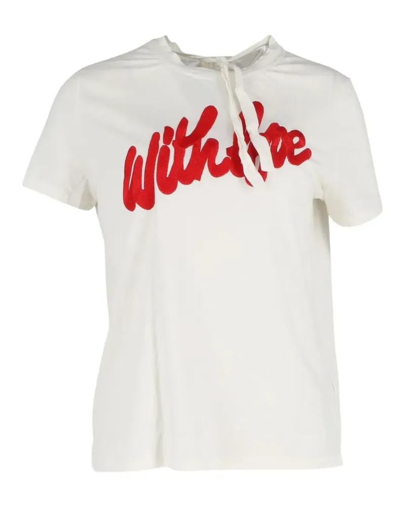 Maje embroidered-tie T-shirt - Weiß Weiß