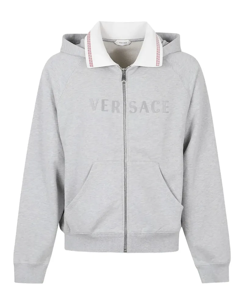 Versace Greca-detail logo-embroidered hoodie - Grau Grau