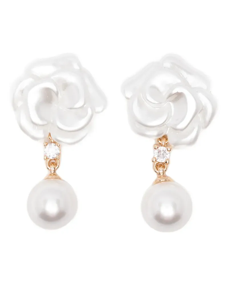 Self-Portrait flower pearl earrings - Gold Gold