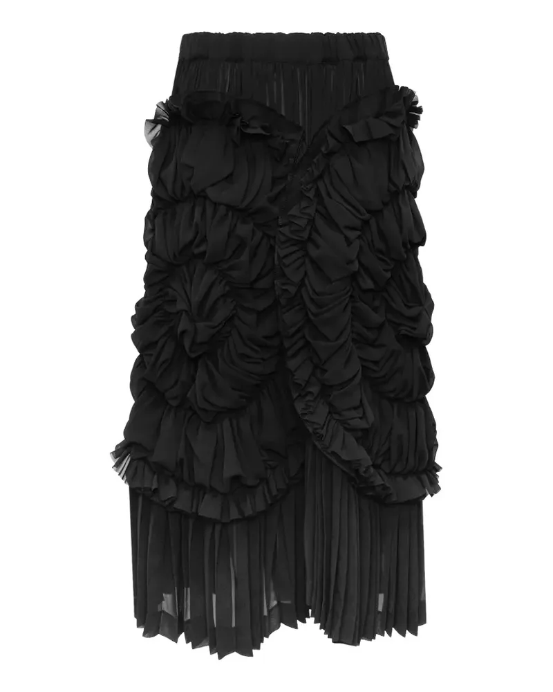Comme des Garçons Gestufter Midirock mit Volants - Schwarz Schwarz