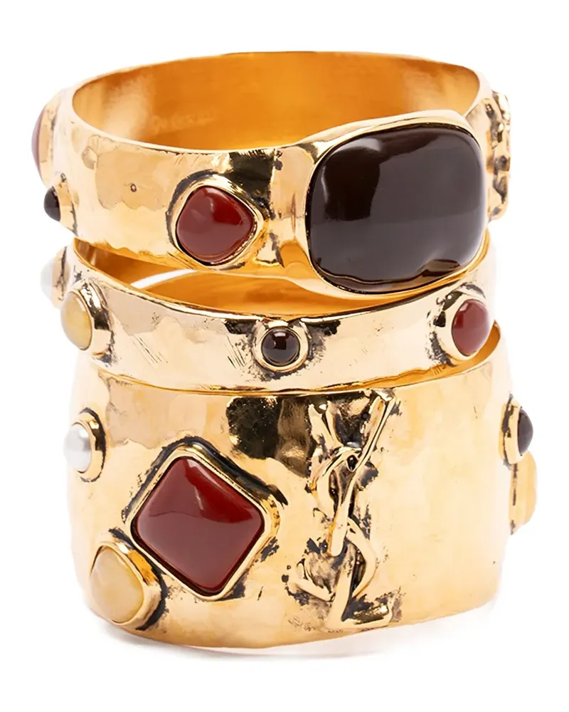 Saint Laurent Cassandre Cabochon Armbänder (3er-Set) - Gold Gold