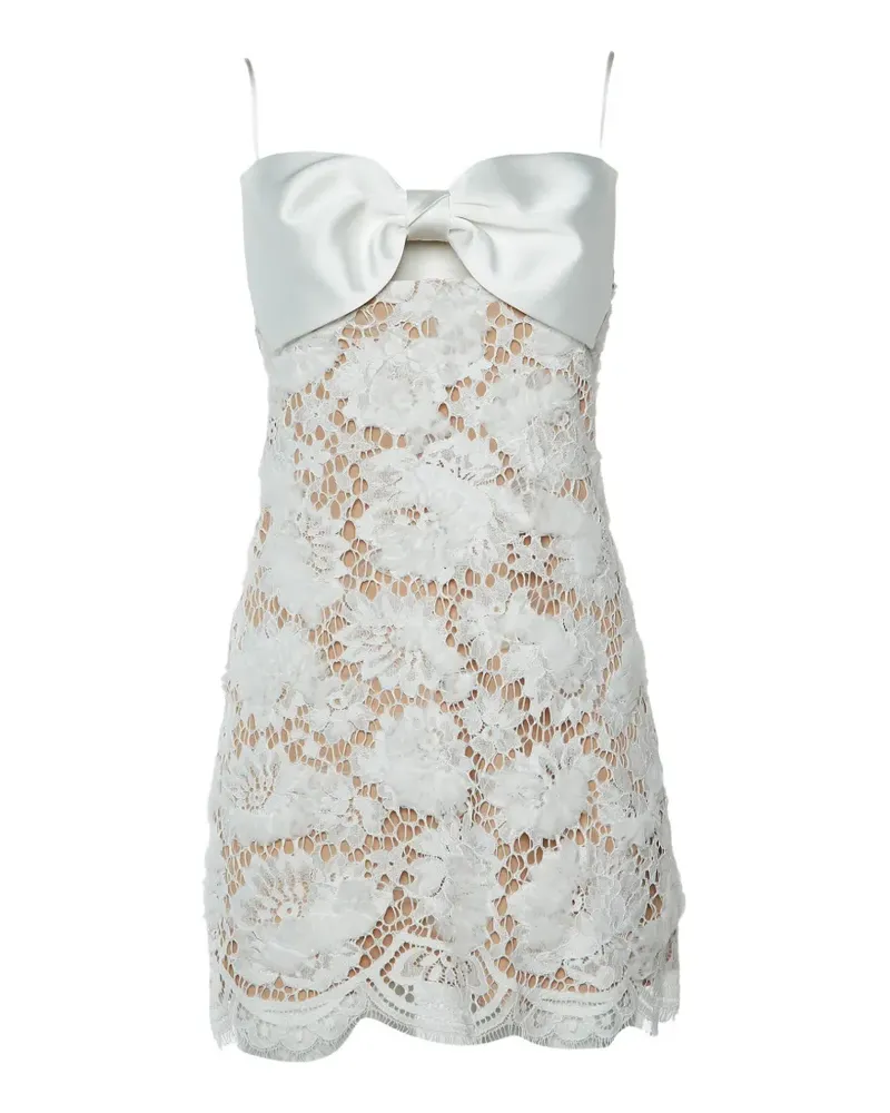 Self-Portrait lace bow-detail mini dress - Weiß Weiß