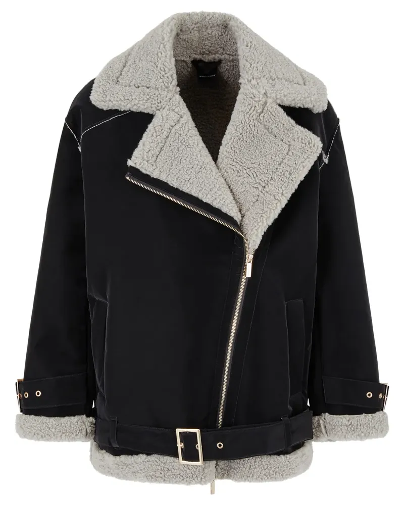 Armani Exchange Jacke mit Faux-Fur-Besatz - Schwarz Schwarz