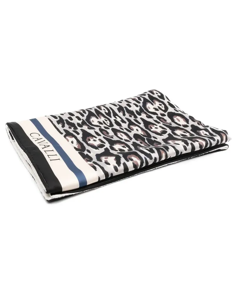 Roberto Cavalli Badetuch mit Leoparden-Print - Weiß Weiß