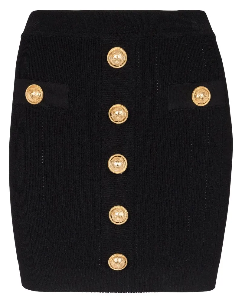 Balmain Gestrickter Minirock - Schwarz Schwarz