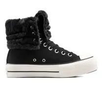 Chuck Taylor All Star Fold-Over Lift Platform XHi Sneakers mit Faux Fur - Schwarz