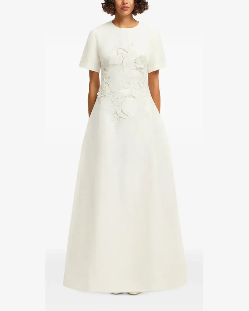 LEO LIN Alice Maxikleid mit Blumenapplikation - Weiß Weiß