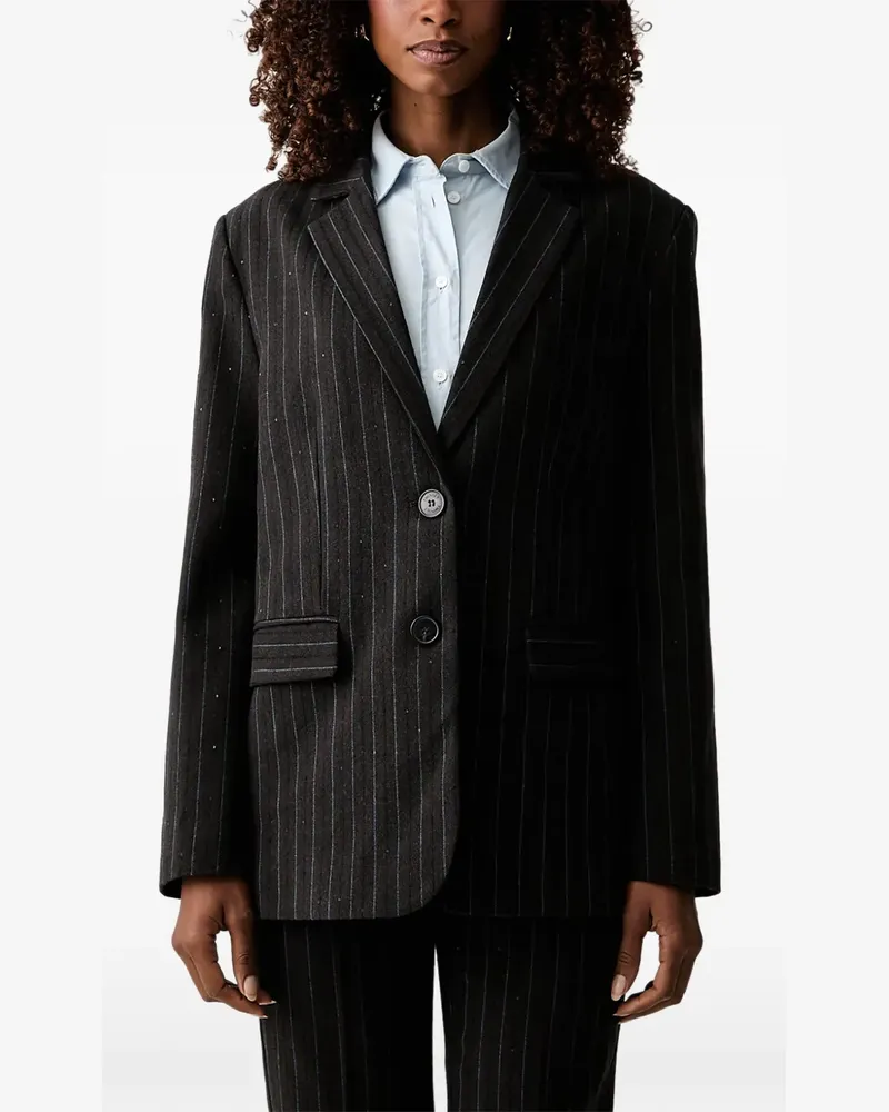 Twin-Set pinstripe sequin-embellished blazer - Schwarz Schwarz