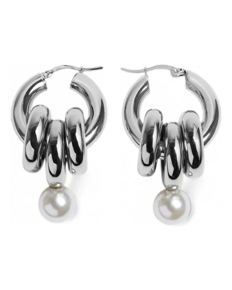 Simone Rocha stacked-link pearl hoop earrings - Silber Silber