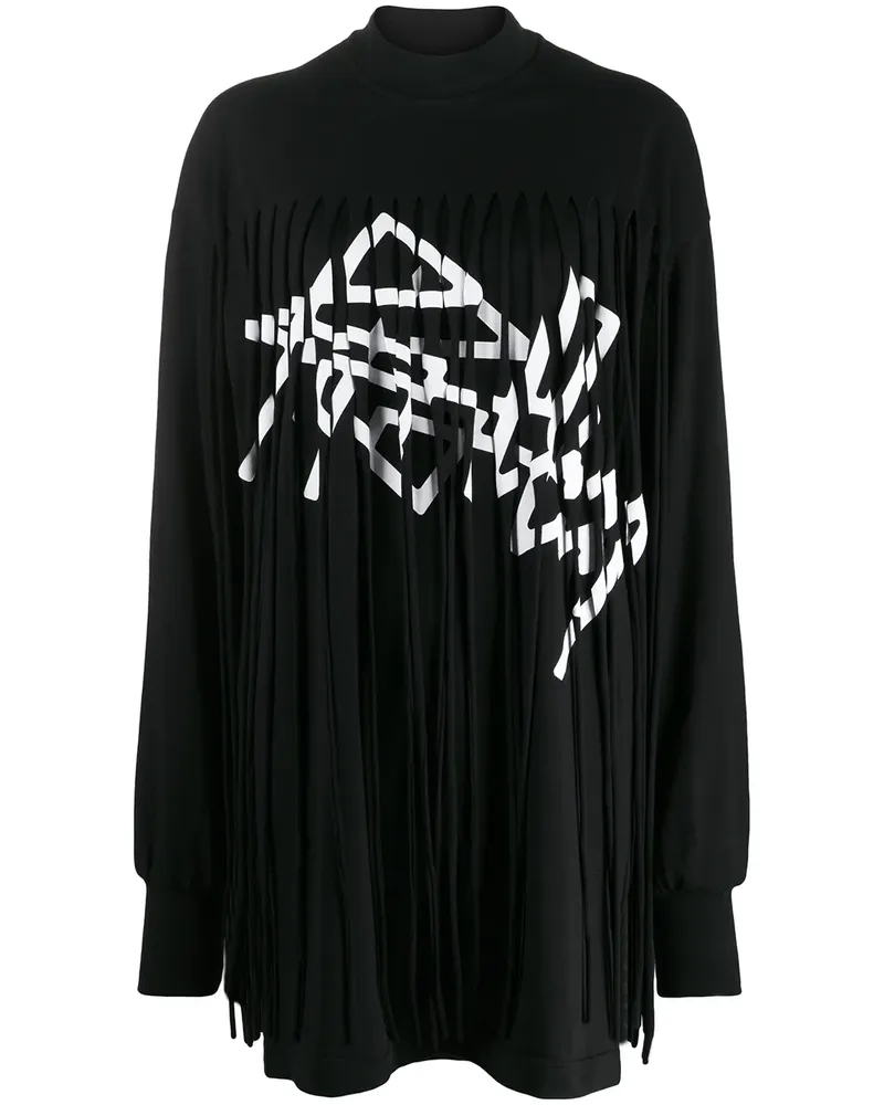 Palm Angels Kleid mit Fransensaum - Schwarz Schwarz