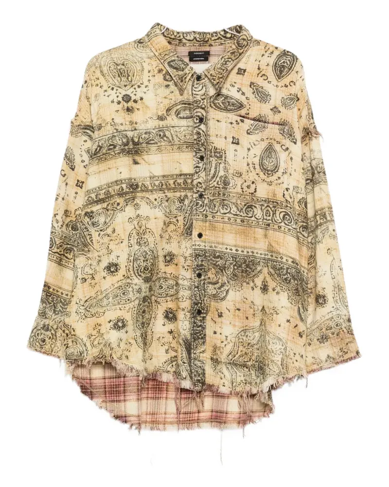 R13 shredded seam bandana shirt - Nude Nude