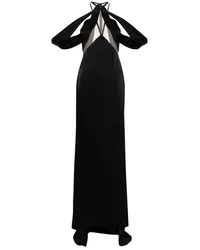 David Koma Abendkleid aus Satin mit Tülldetail Schwarz