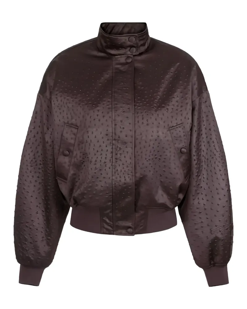 Elisabetta Franchi ostrich-print taffeta jacket - Braun Braun