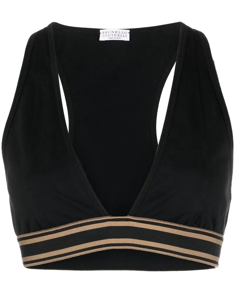 Brunello Cucinelli Gestreiftes Cropped-Top - Schwarz Schwarz