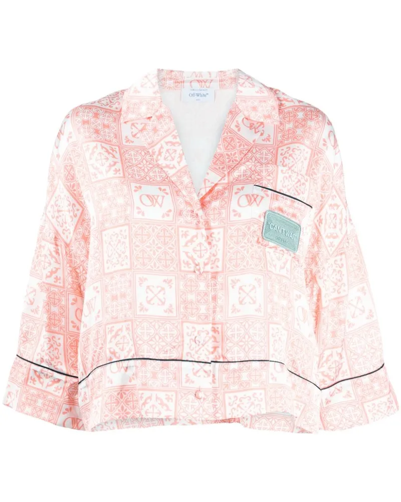 OFF-WHITE Satinhemd mit grafischem Print - Rosa Rosa