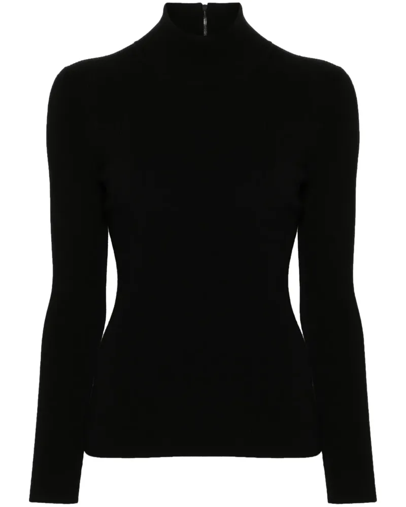 Michael Kors Gerippter Pullover mit Stehkragen - Schwarz Schwarz