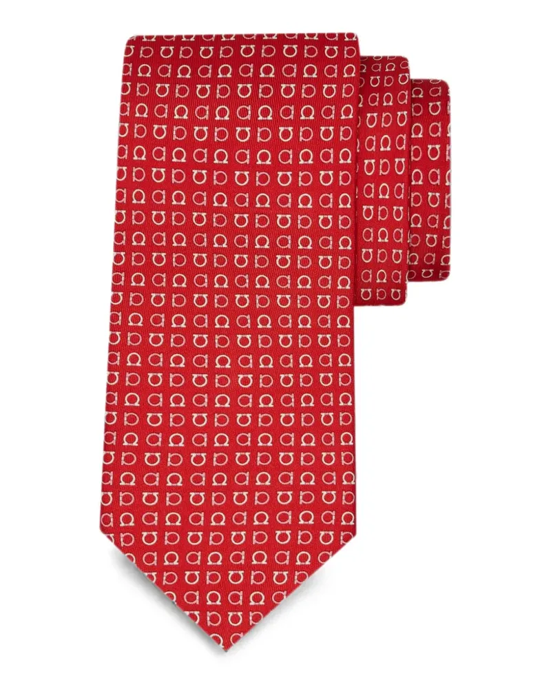 Ferragamo Gancini print silk tie - Rot Rot