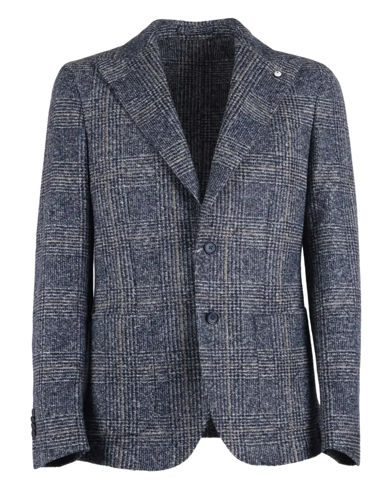Luigi Bianchi Mantova buttoned check-pattern blazer - Blau Blau
